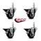 Service Caster 3'' Maroon Poly Wheel Swivel 3/4'' Square Stem Caster Set with Brake, 4PK SCC-SQ20S314-PPUB-MRN-PLB-34-4 - alternate 2